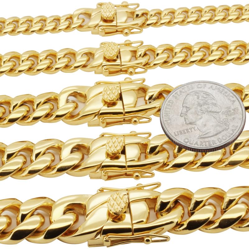 316L Stainless Steel Cuban Link Chain Necklace Bracelet F6968
