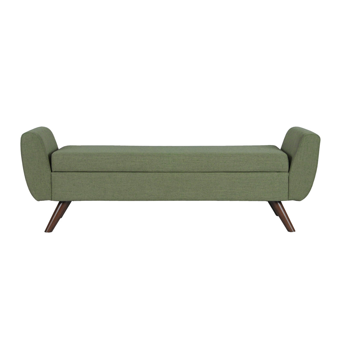 Olive Green Woven Storage Bench with Wood Legs V92757