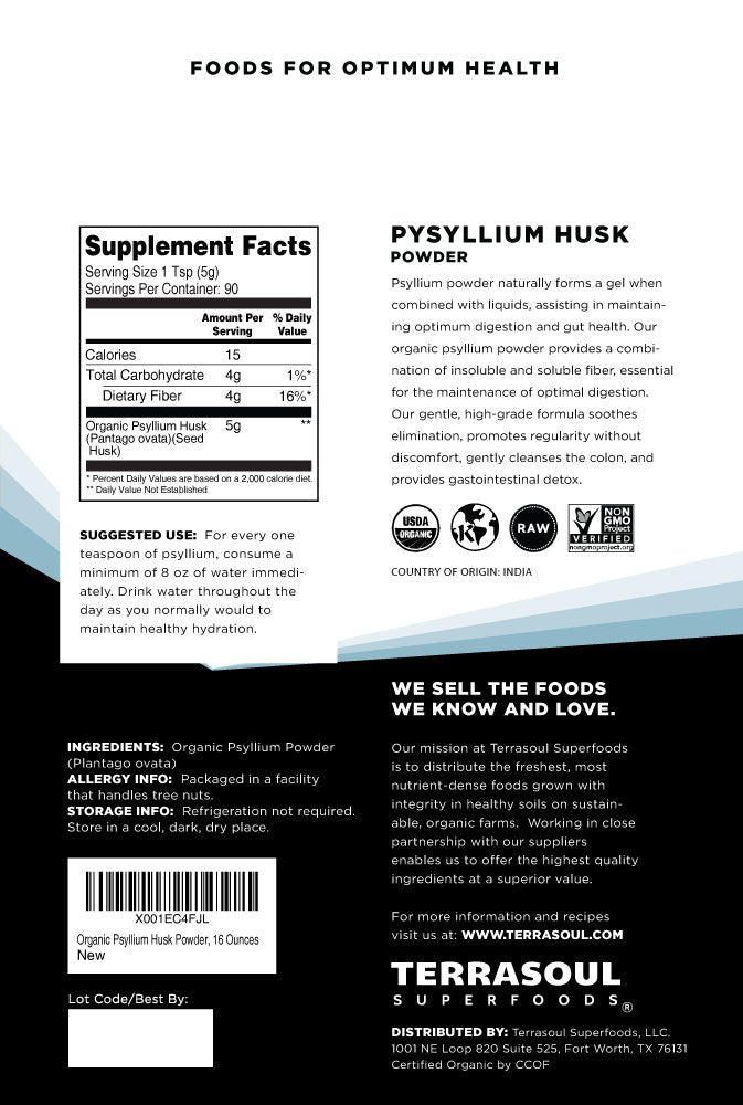Organic Psyllium Husk Powder, 1 Lb G203