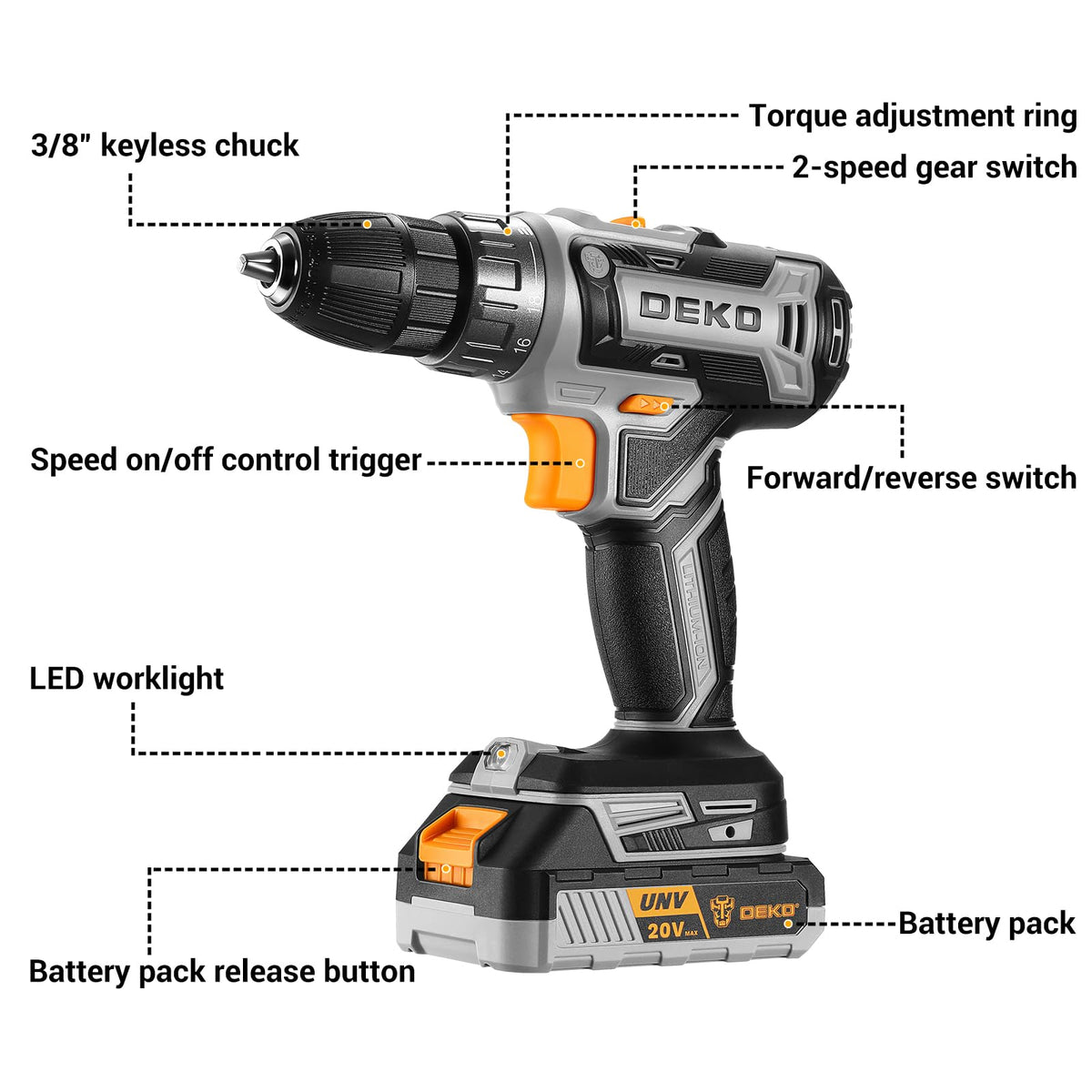 Cordless Drill 20V with Battery and Charger S792482