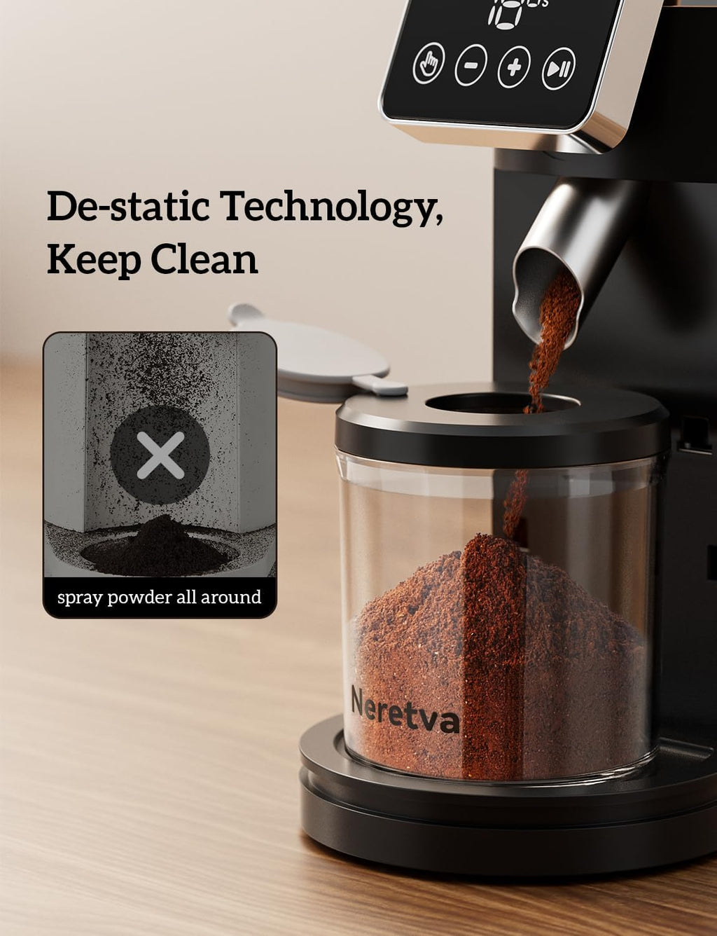 Stainless Steel Espresso Grinder with Portafilter Holder Q6774