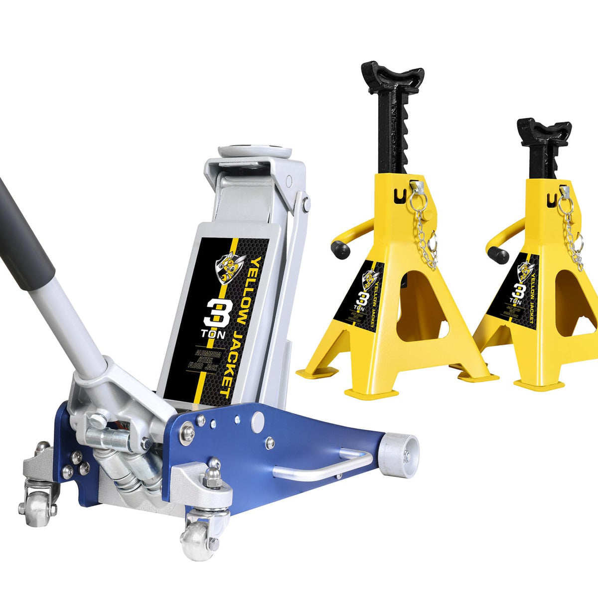 3 Ton Low Profile Aluminum and Steel Floor Jack with Jack Stands Q97989