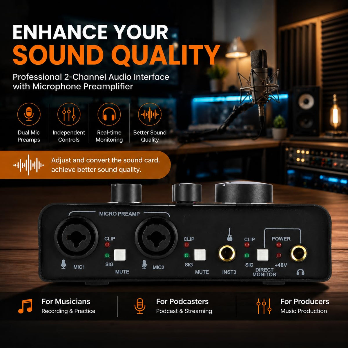 USB C Audio Interface with 48V Phantom Power S82741