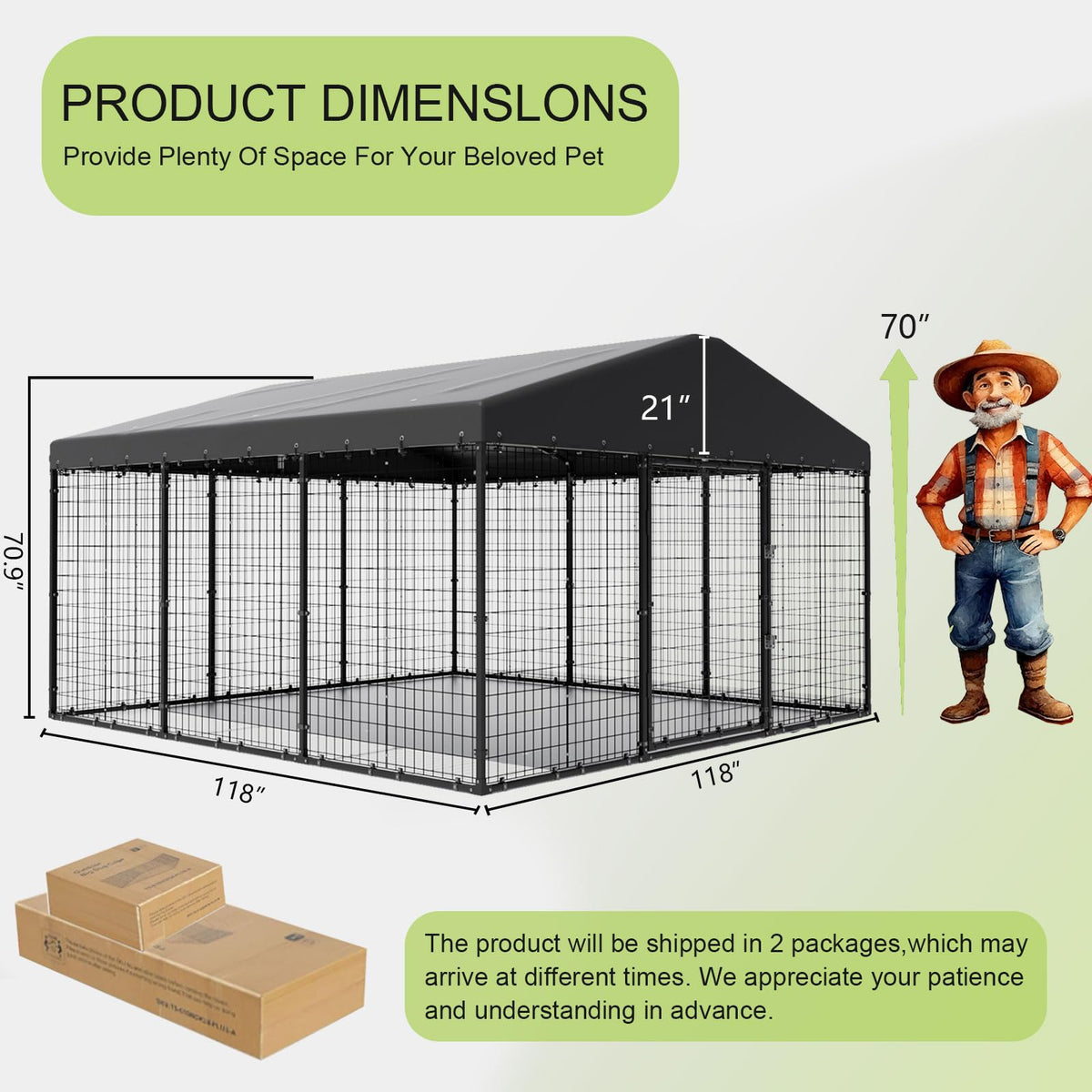 10 x 10 x 6 FT Outdoor Dog Kennel K9453