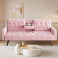 Pink Velvet Futon Couch Bed with Cup Holder B137377