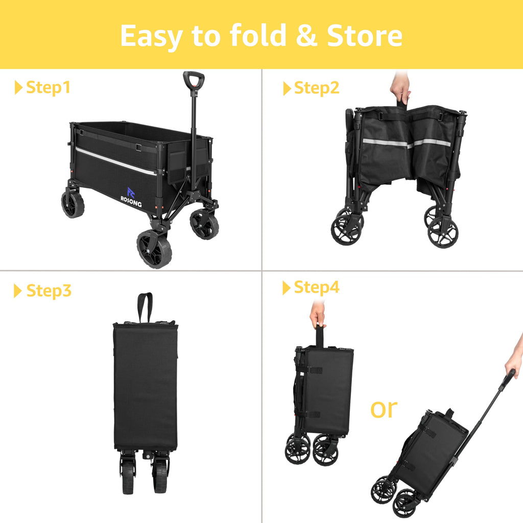 Collapsible Heavy Duty Wagon Cart with Wheels 120L Black T63926