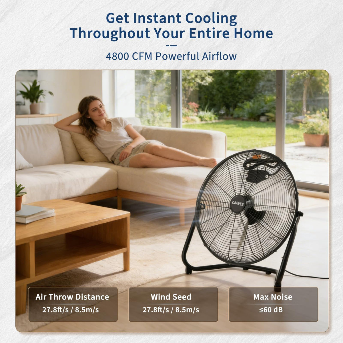 20 Inch High Velocity 3 Speeds Portable Floor Fan Q38838