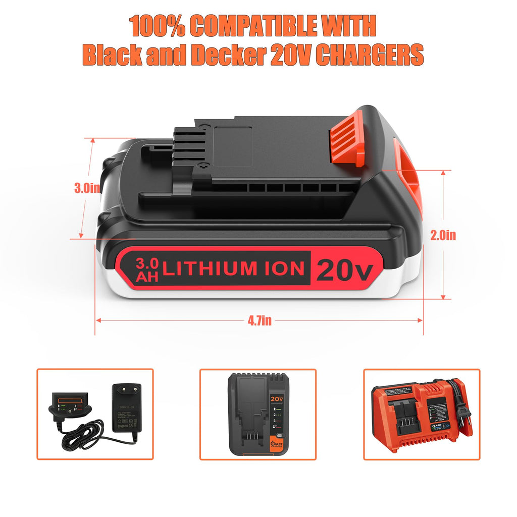 2 Pack 3.0Ah 20v Lithium Battery Replacement T5595