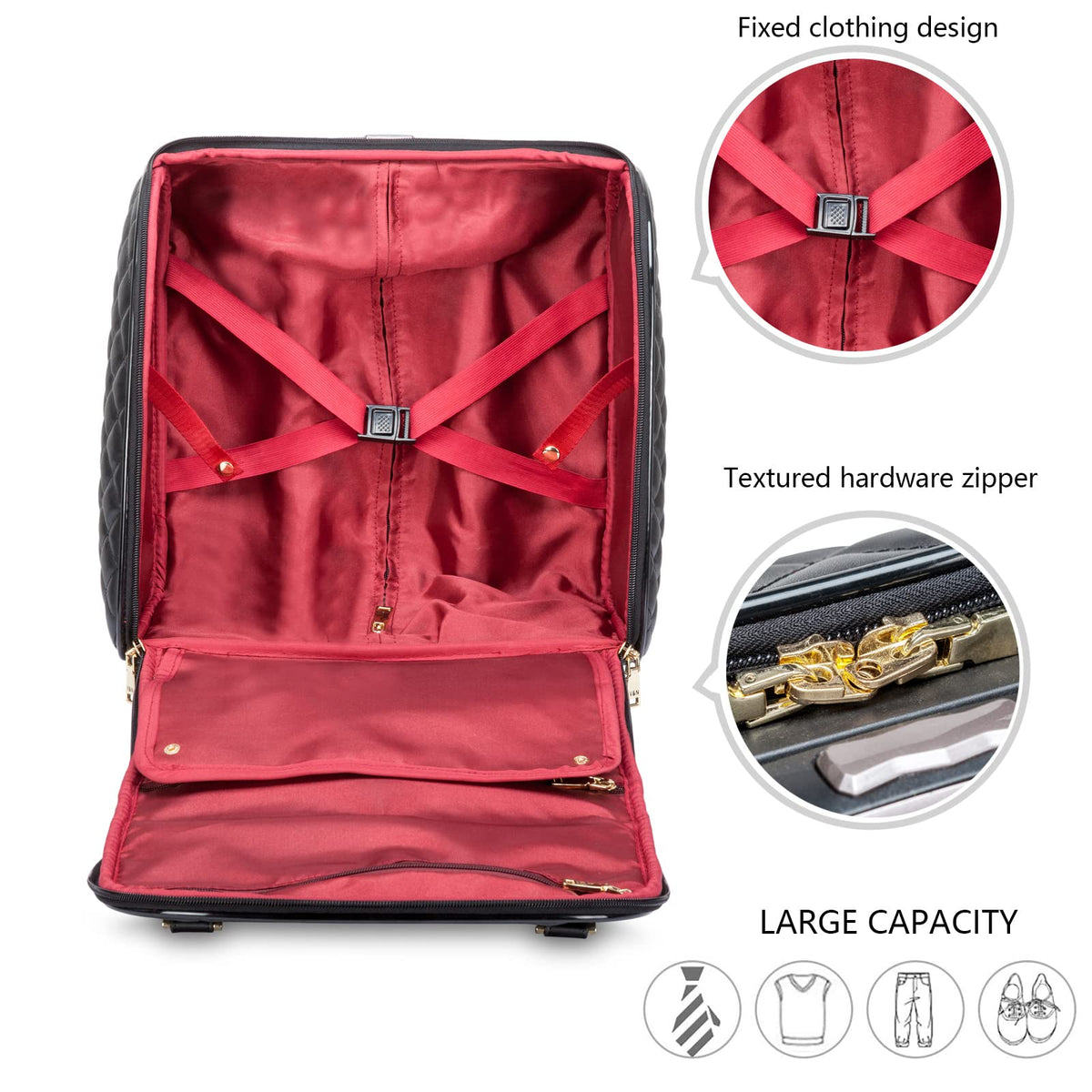 Leather Expandable Spinner Underseat Carry On Luggage W928838