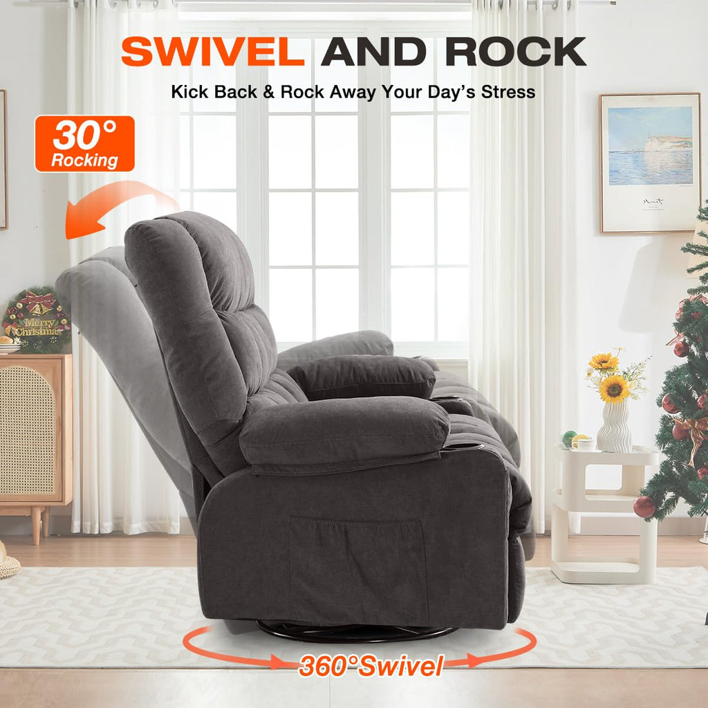 Oversized Swivel Rocker Recliner with Massage and Heat K791940