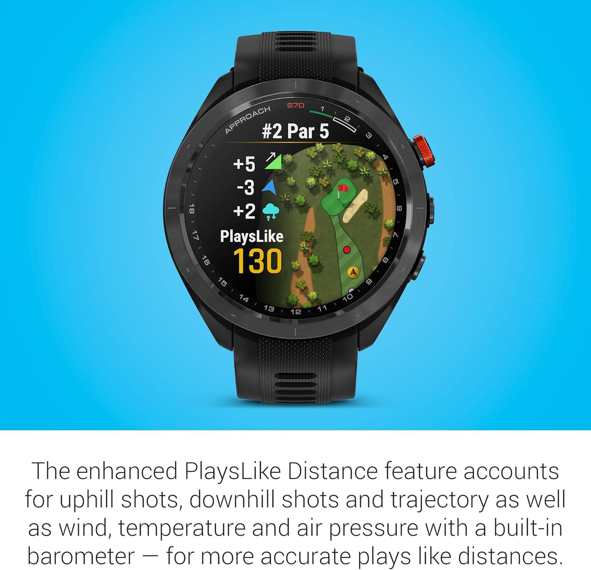 Black 47mm Golf GPS Smartwatch Q852608