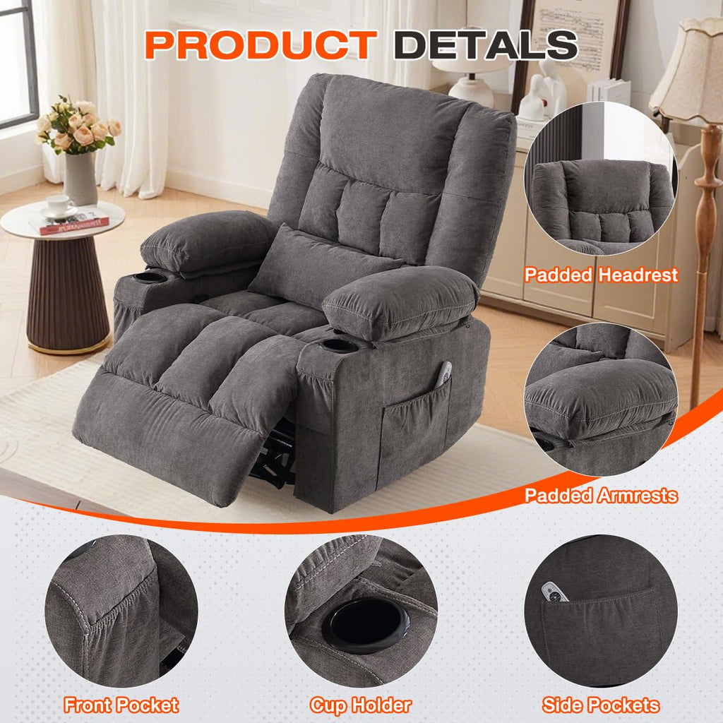 Oversized Swivel Rocker Recliner with Massage and Heat K791940