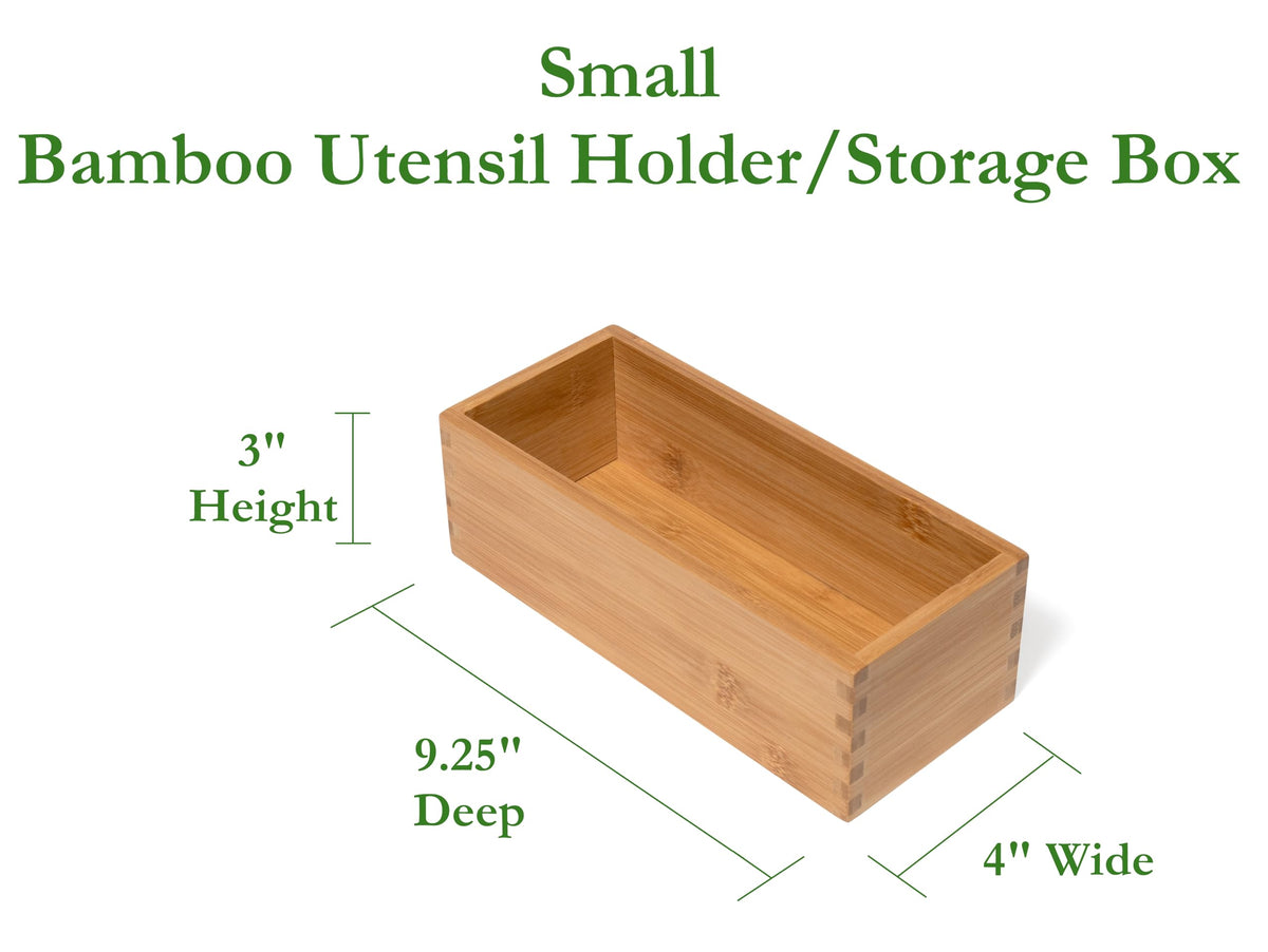 Bamboo Wood Utensil Holder Storage Box O93794