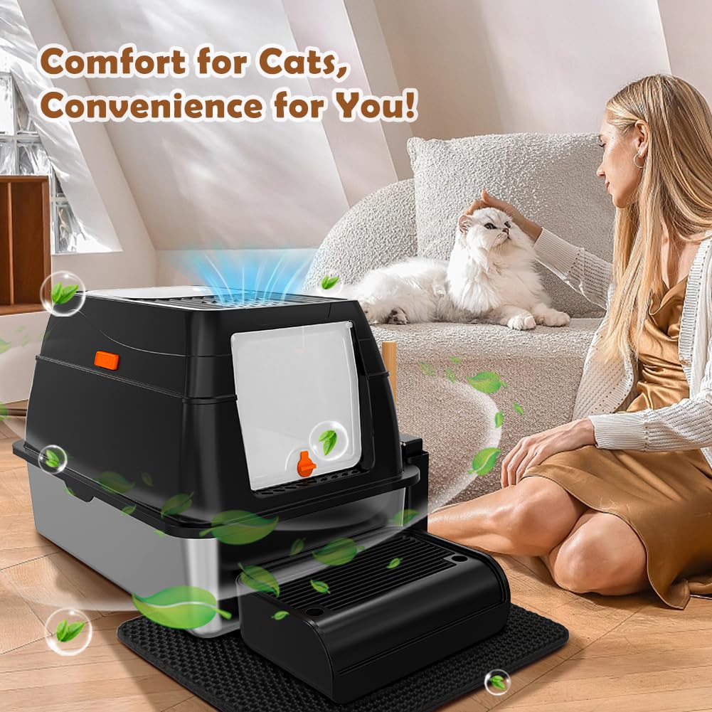 XL Stainless Steel Cat Litter Box with Lid P212054