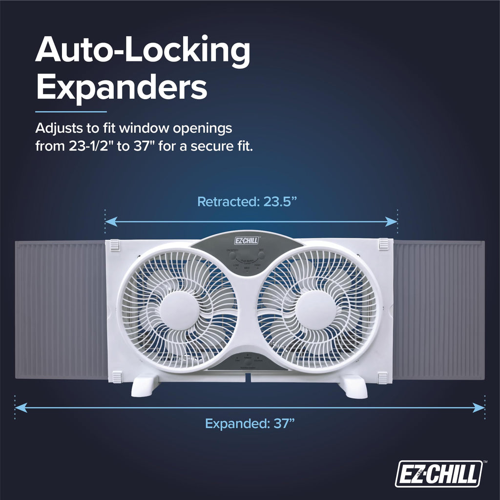 9” Window Fan with Remote Control, 3 Speed Dual Fans, White V603