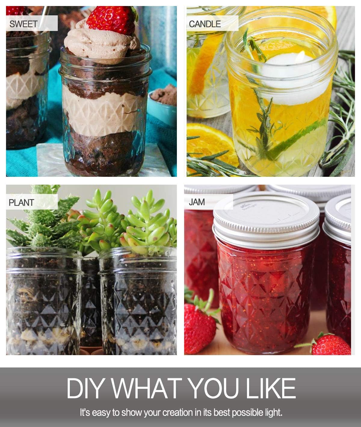 12 Packs 16oz Wide Mouth Mason Jars with Lids and Bands C91756