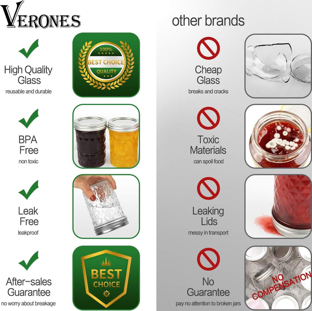 12 Packs 16oz Wide Mouth Mason Jars with Lids and Bands C91756