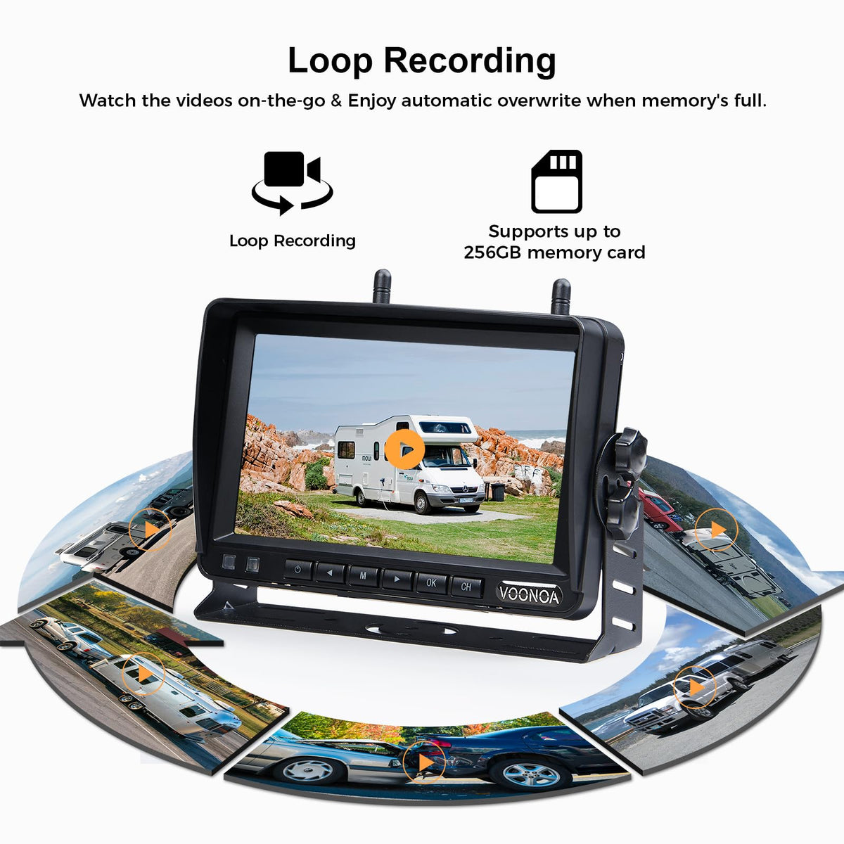 Magnetic Wireless Backup Camera with 7'' HD 1080P DVR Monitor System T2517