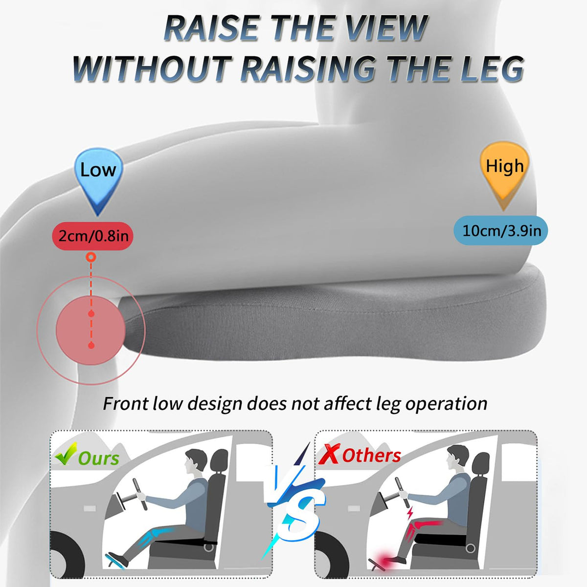 Black Memory Foam Wedge Seat Cushion F45216