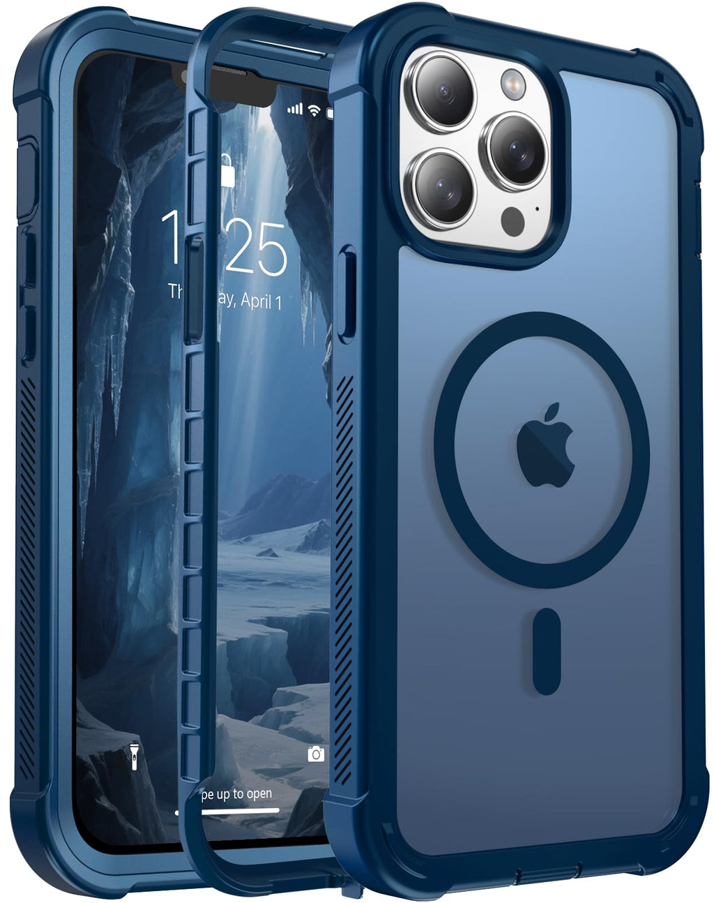 Magnetic iPhone 13 Pro Max Case Heavy Duty Protection Deep Blue C726667