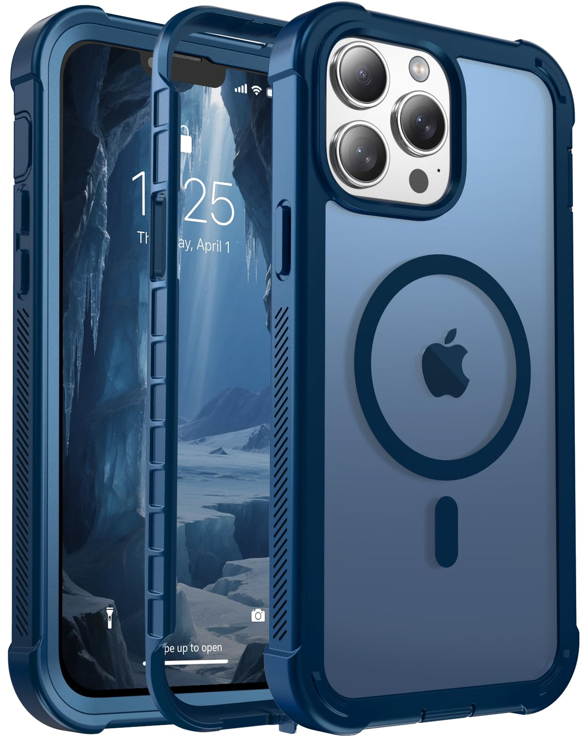 Magnetic iPhone 13 Pro Max Case Heavy Duty Protection Deep Blue C726667