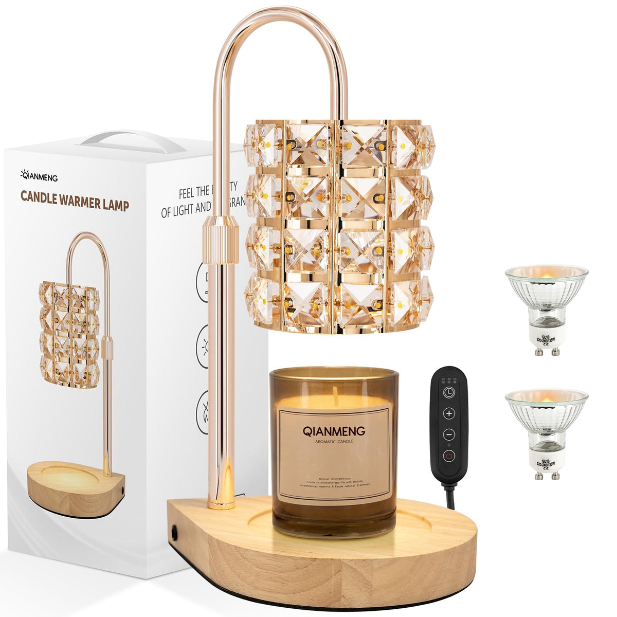 Candle Warmer Lamp with Timer, 2 Bulbs, Gold W1967