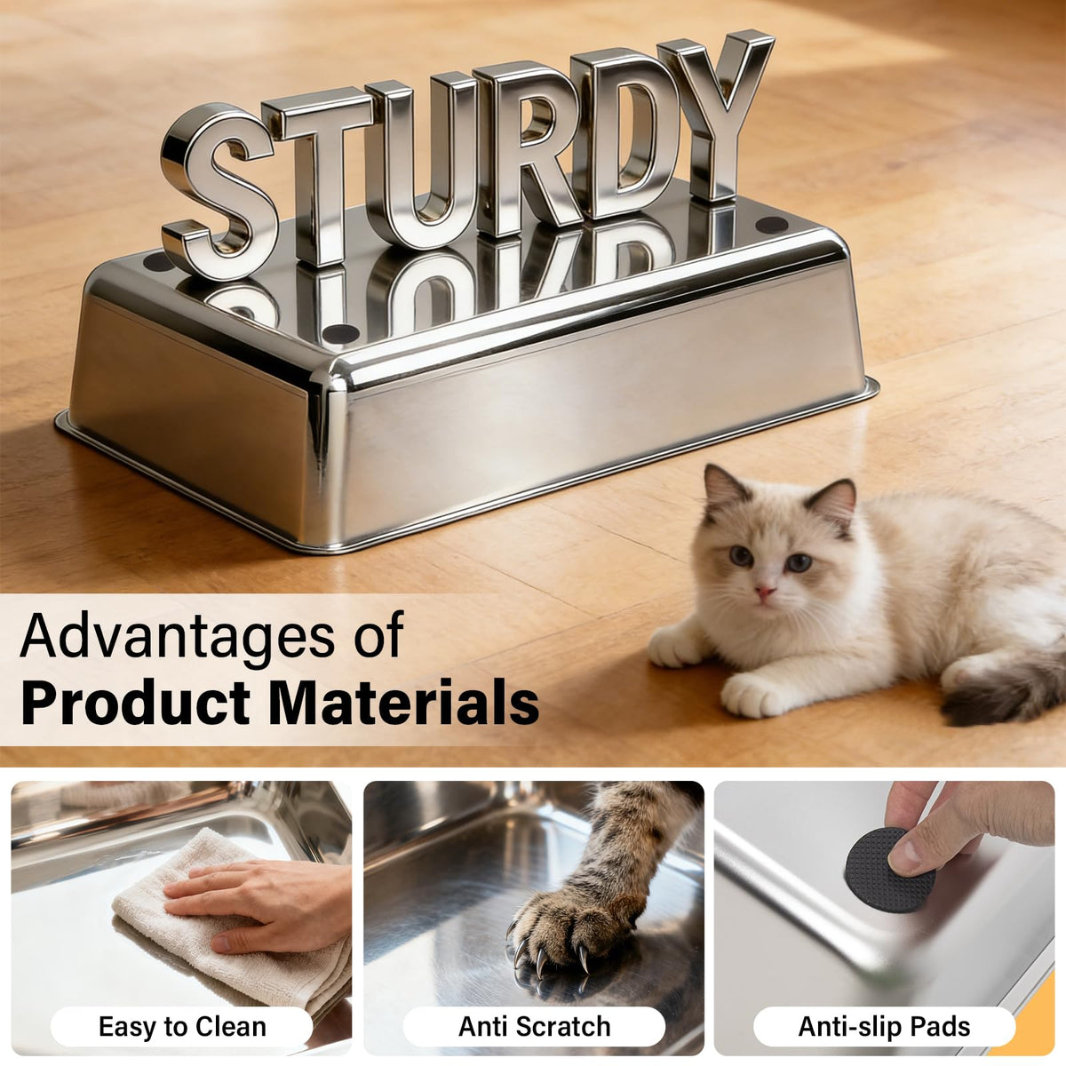 XL Stainless Steel Enclosed Cat Litter Box with Lid O518197