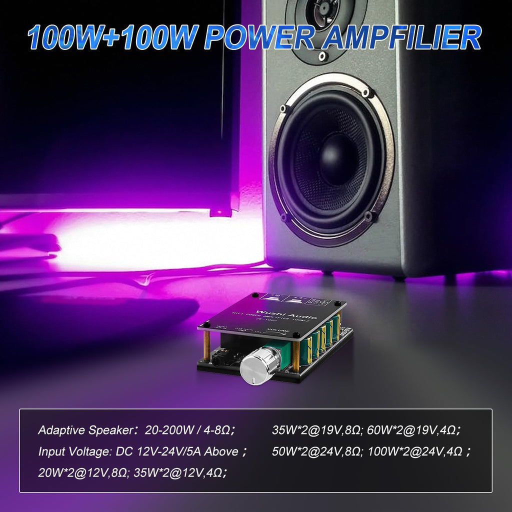 Bluetooth 5.0 Audio Amplifier Board 100W x 2 2.0 Channel Mini Amp V85380