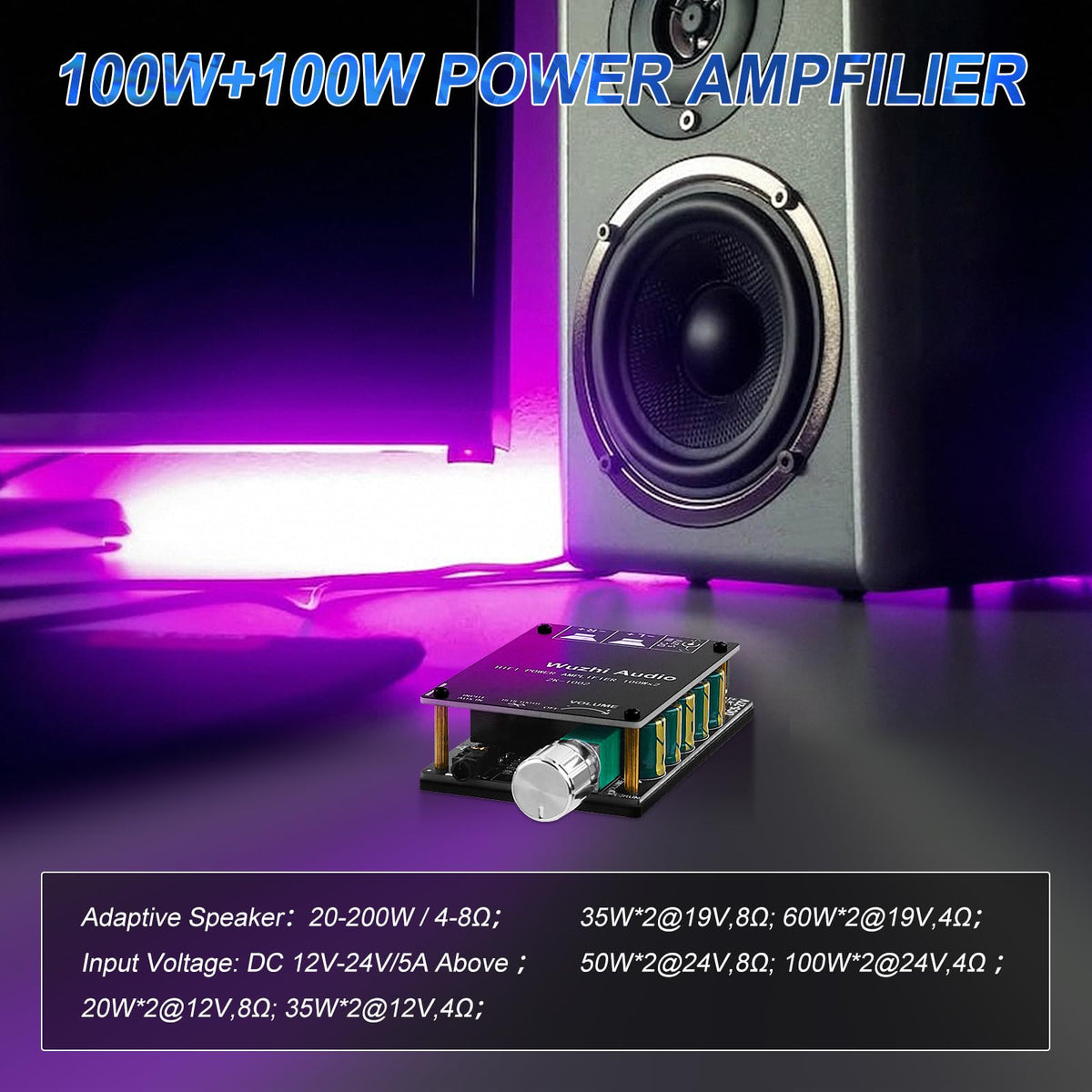 Bluetooth 5.0 Audio Amplifier Board 100W x 2 2.0 Channel Mini Amp V85380