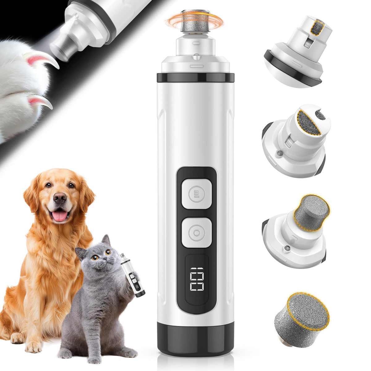 Electric 3 Speeds Dog Nail Grinder with Lights D80144
