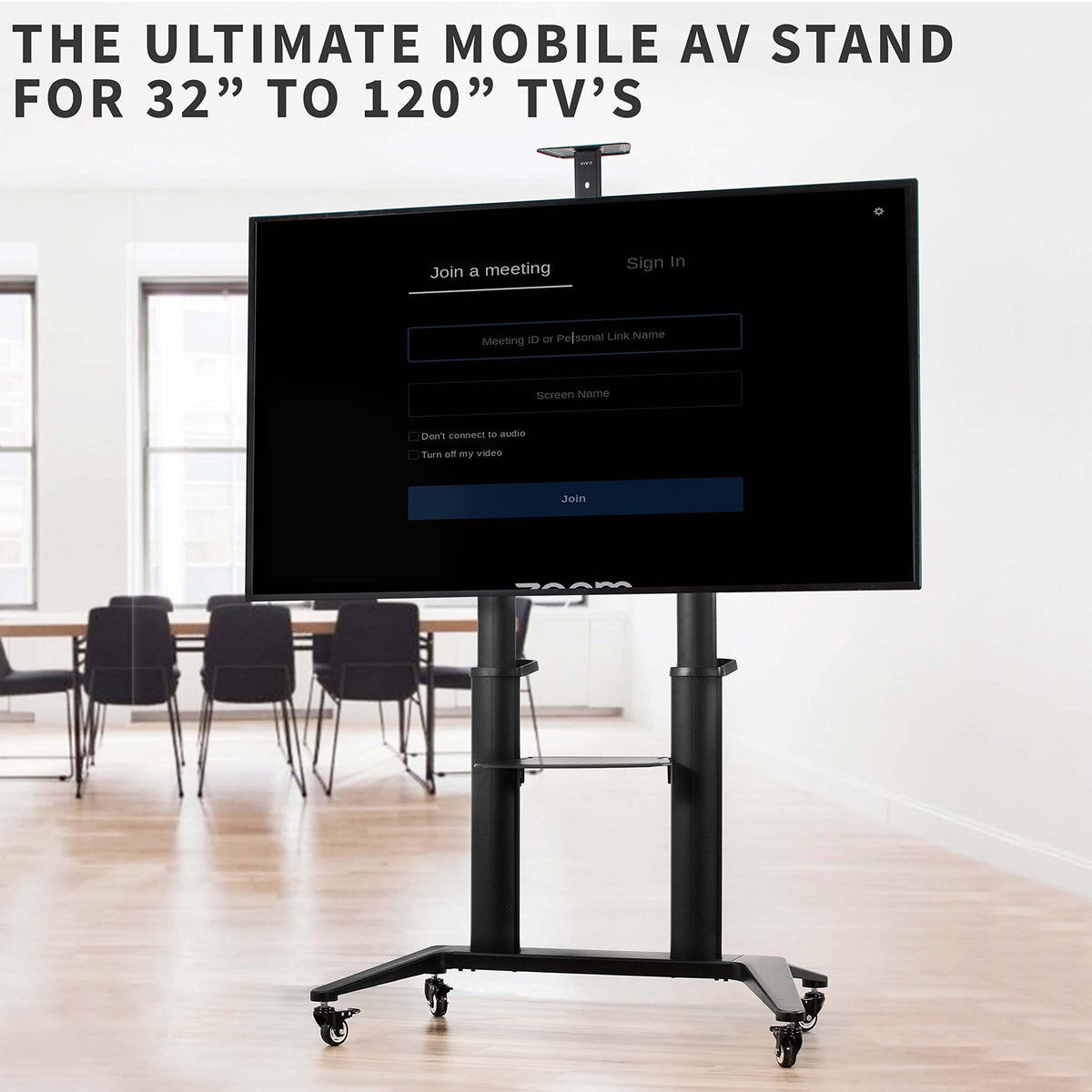 Aluminum Mobile TV Cart for 32 to 120 inch Screens up to 308 lbs, Black Q65211