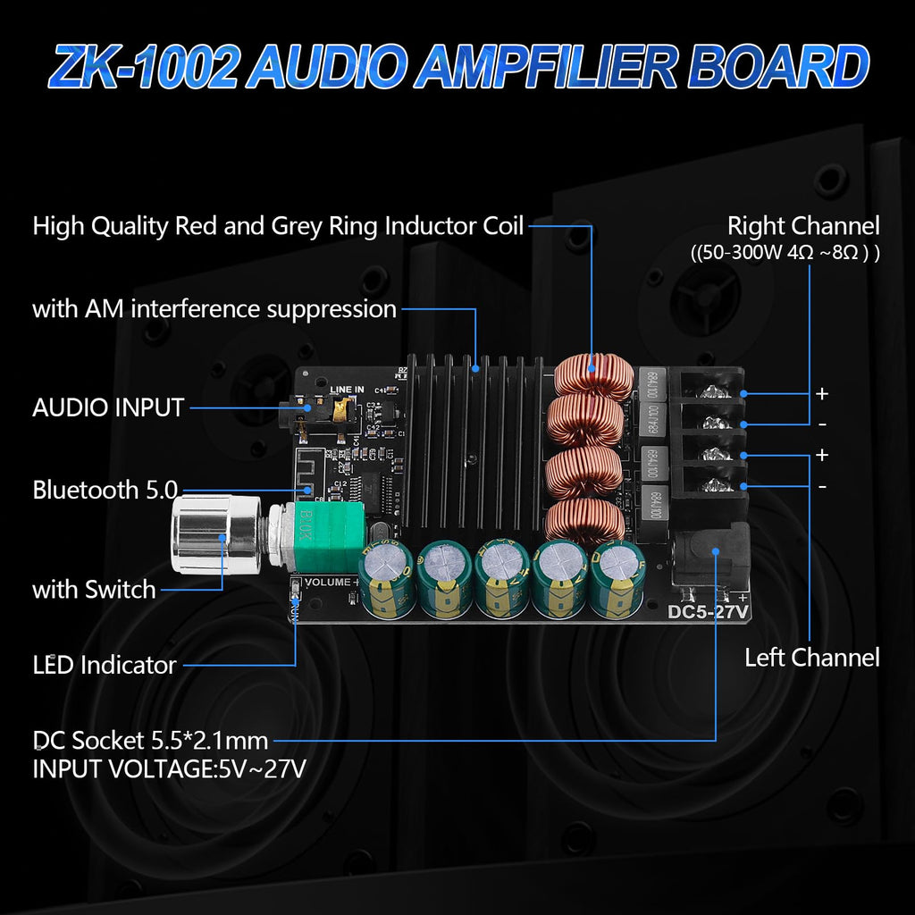 Bluetooth 5.0 Audio Amplifier Board 100W x 2 2.0 Channel Mini Amp V85380