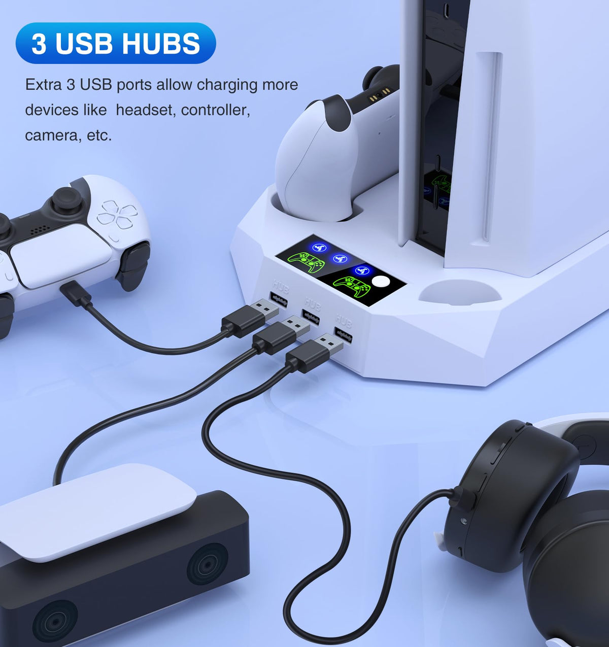 PS5 Cooling Stand with Controller Charging Station, White S3699