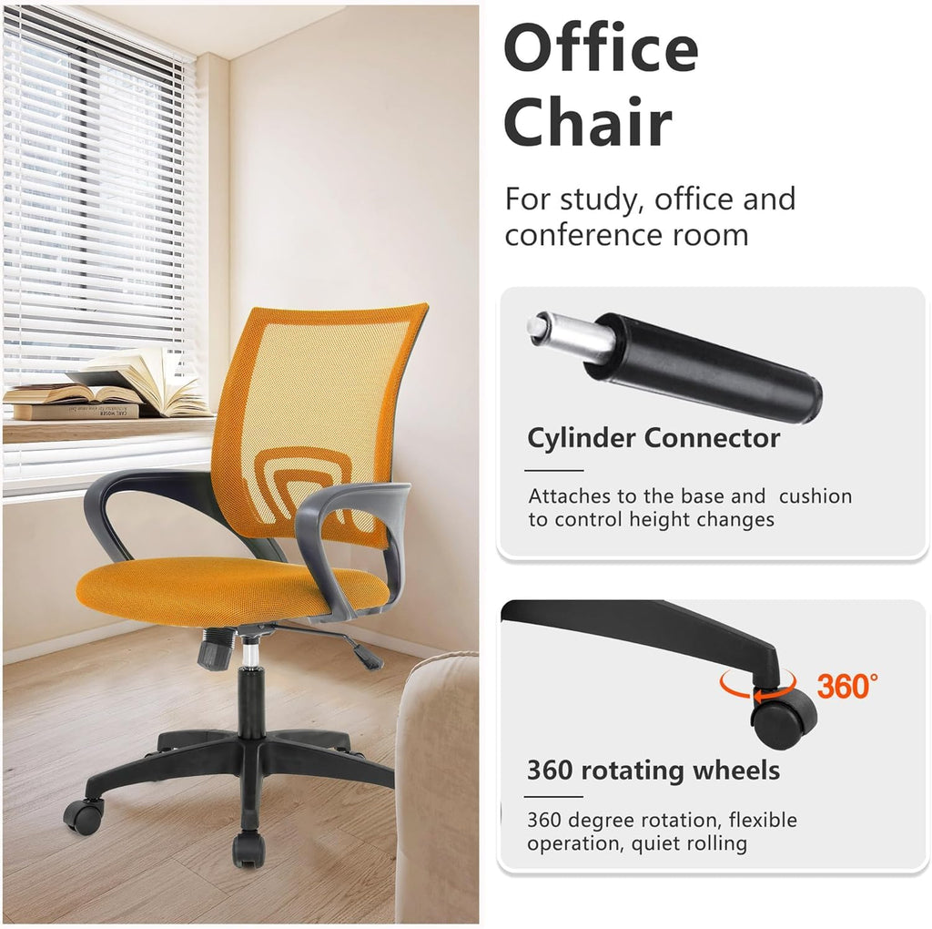Orange Mesh Mid-Back Office Chair O318