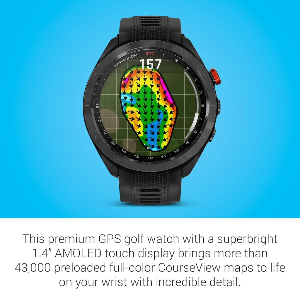 Black 47mm Golf GPS Smartwatch Q852608