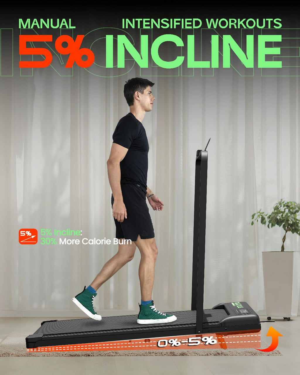 Folding Walking Pad with Incline, 2 in 1 Portable Under Desk Treadmill F129
