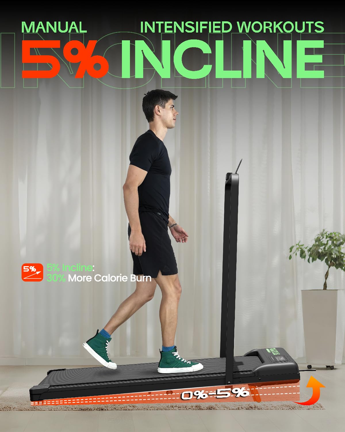 Folding Walking Pad with Incline, 2 in 1 Portable Under Desk Treadmill F129