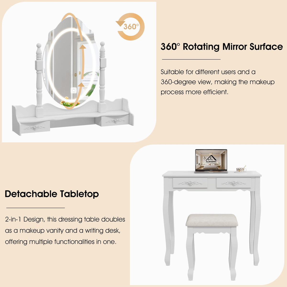 Vanity Desk with Mirror and Lights Y675