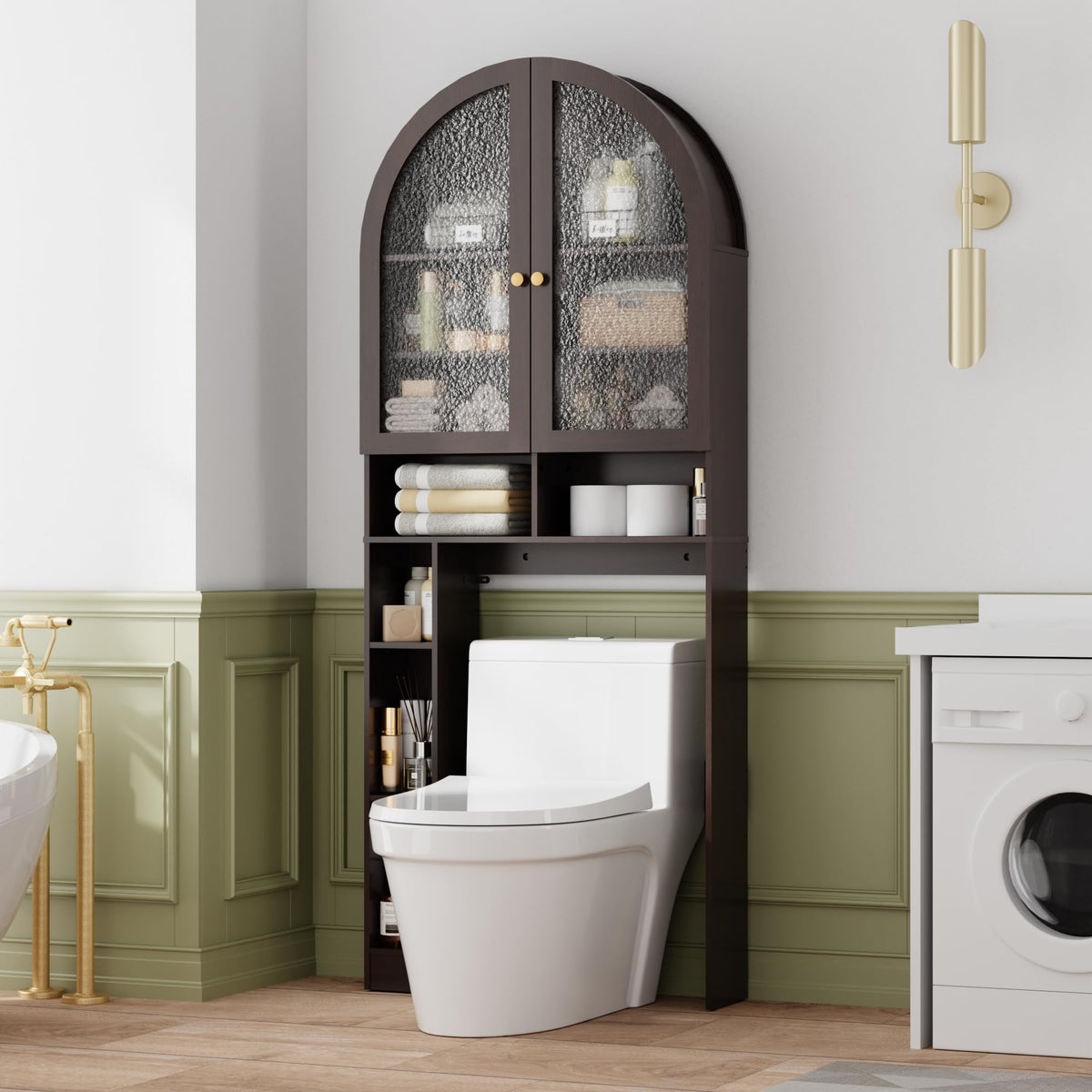 Over The Toilet Storage Cabinet with Acrylic Doors and Adjustable Shelf D24878