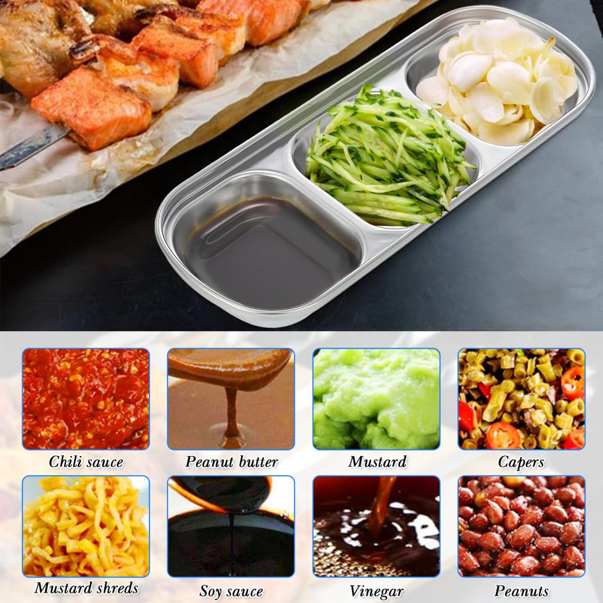 Stainless Multi-Grid Divided Feeding Tray 2 Pack E216