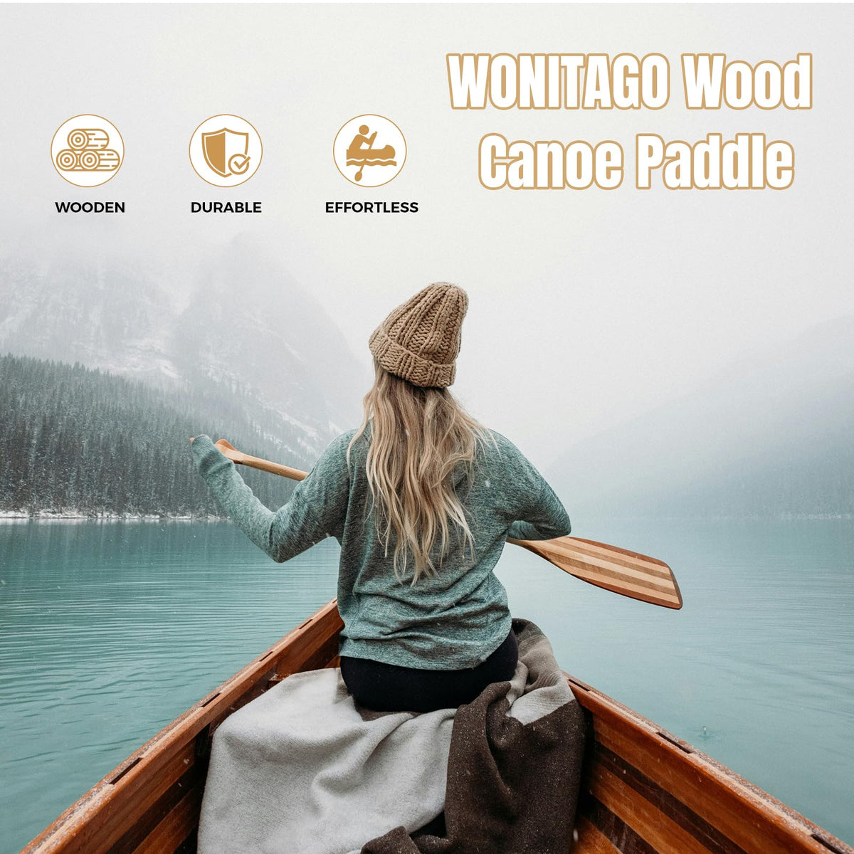 Wooden Canoe Paddle with Palm Grip D699