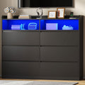 Black Dresser with LED Lights and Power Strip K776369