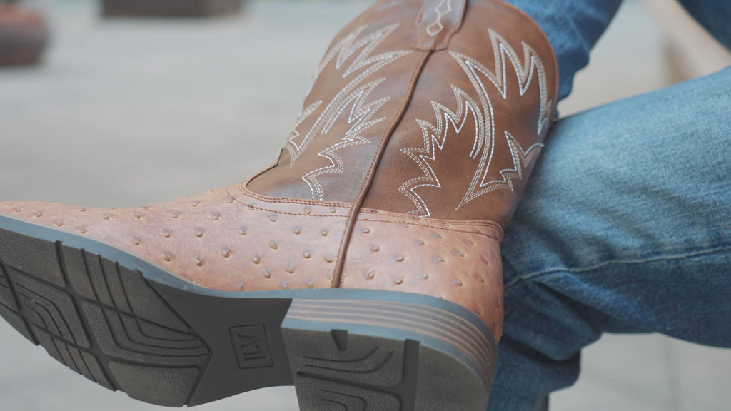 Cowboy Boots for Men Western Ostrich Embroidered Pull On Boots G706936
