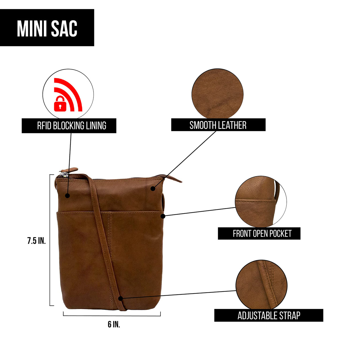 Leather Mini Crossbody Bag with RFID Blocking M646679