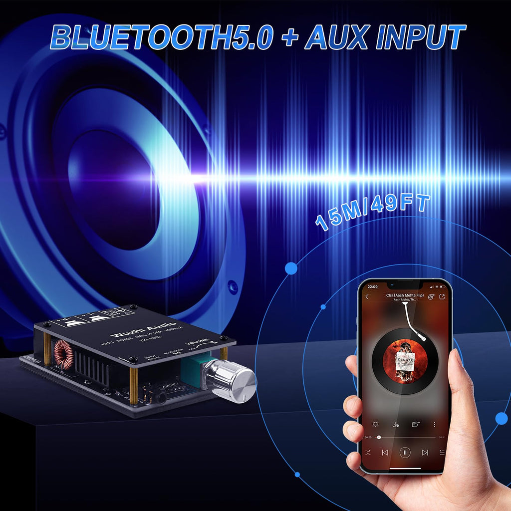 Bluetooth 5.0 Audio Amplifier Board 100W x 2 2.0 Channel Mini Amp V85380