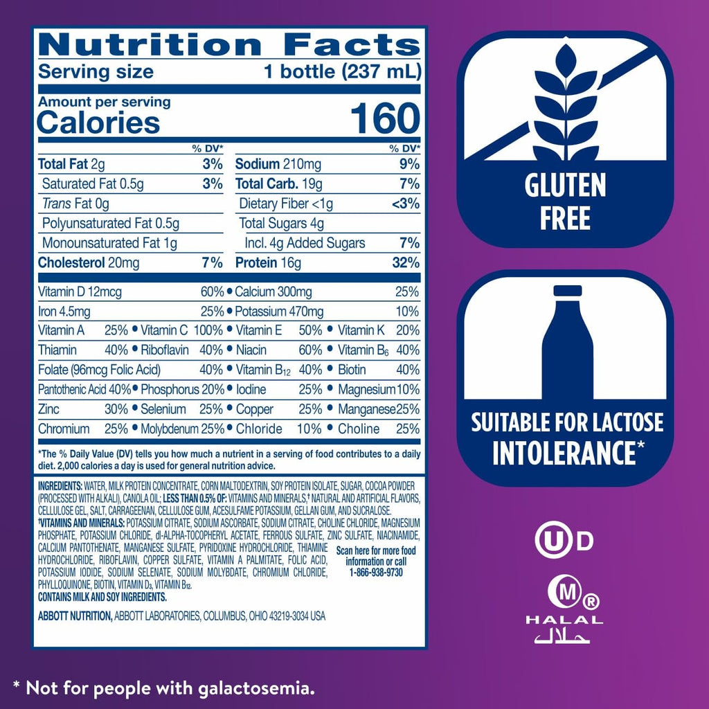 High Protein Milk Chocolate Nutrition Shake 16g Protein 8 fl oz 6 Pack W98692