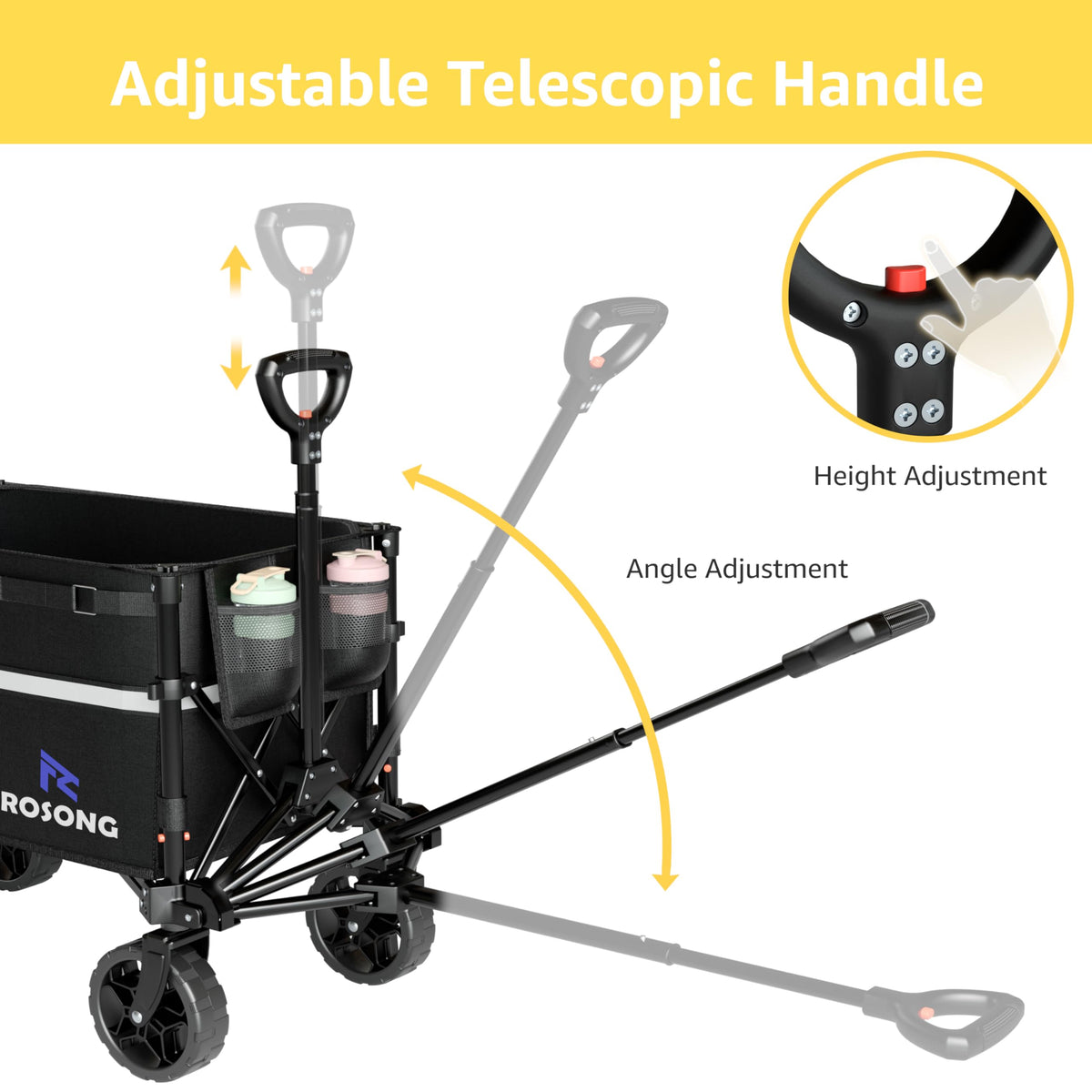 Collapsible Heavy Duty Wagon Cart with Wheels 120L Black T63926