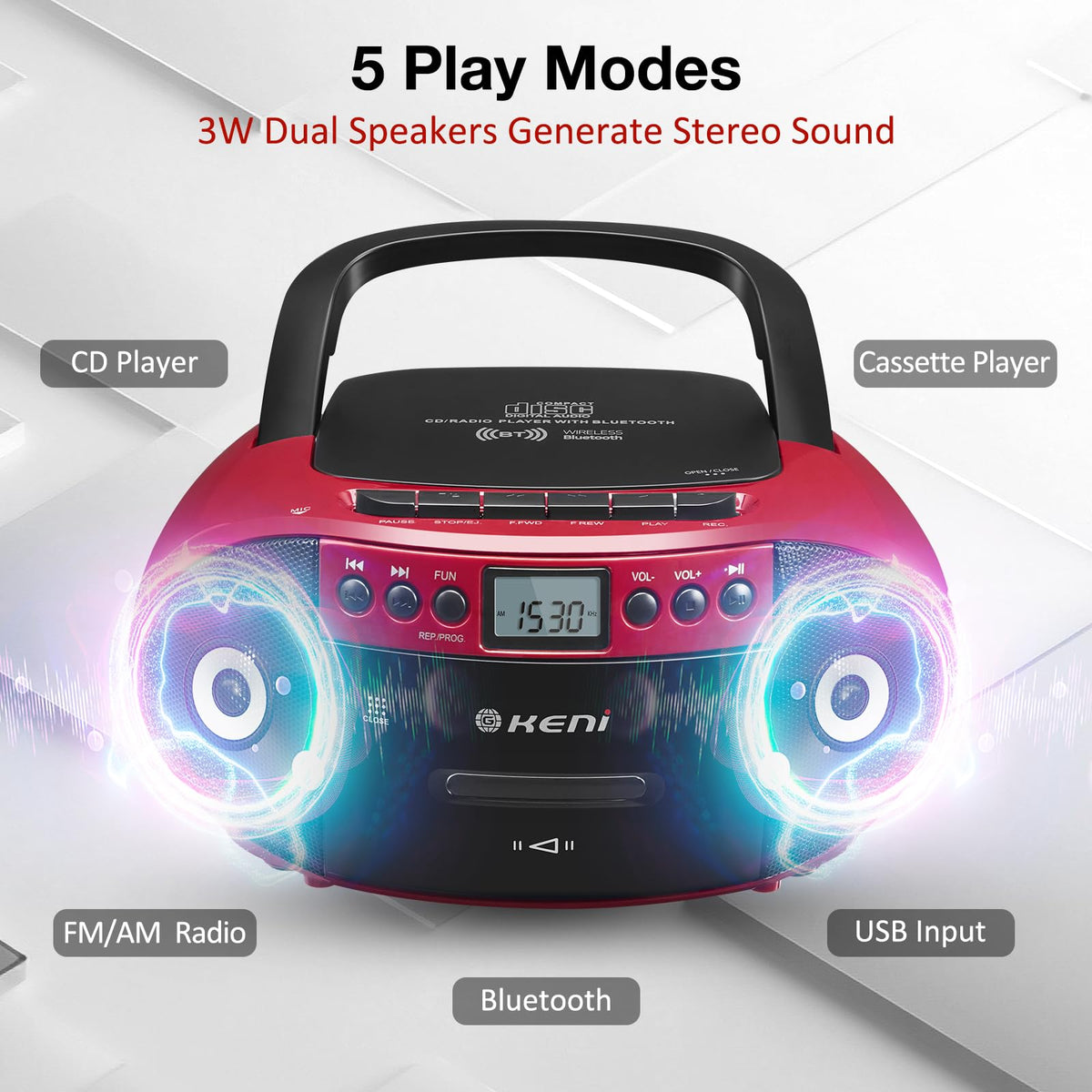 CD Cassette Player Boom Box with AM/FM Radio Y9267