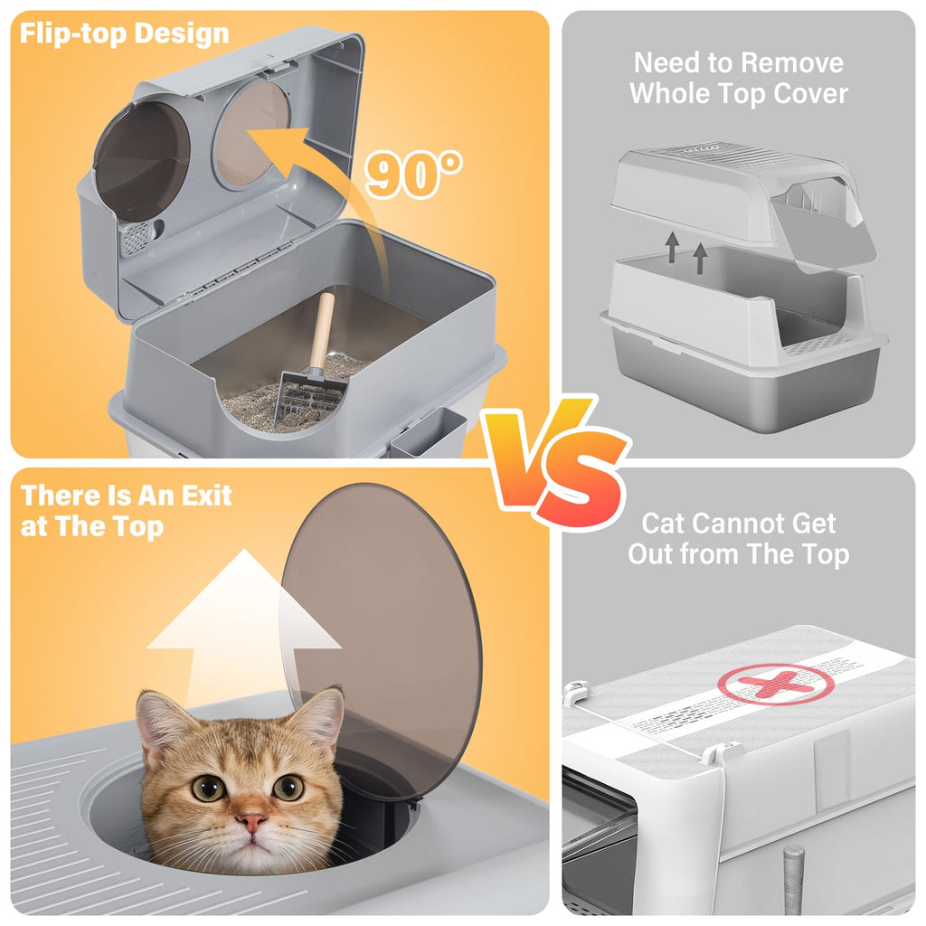 XL Stainless Steel Enclosed Cat Litter Box with Lid O518197