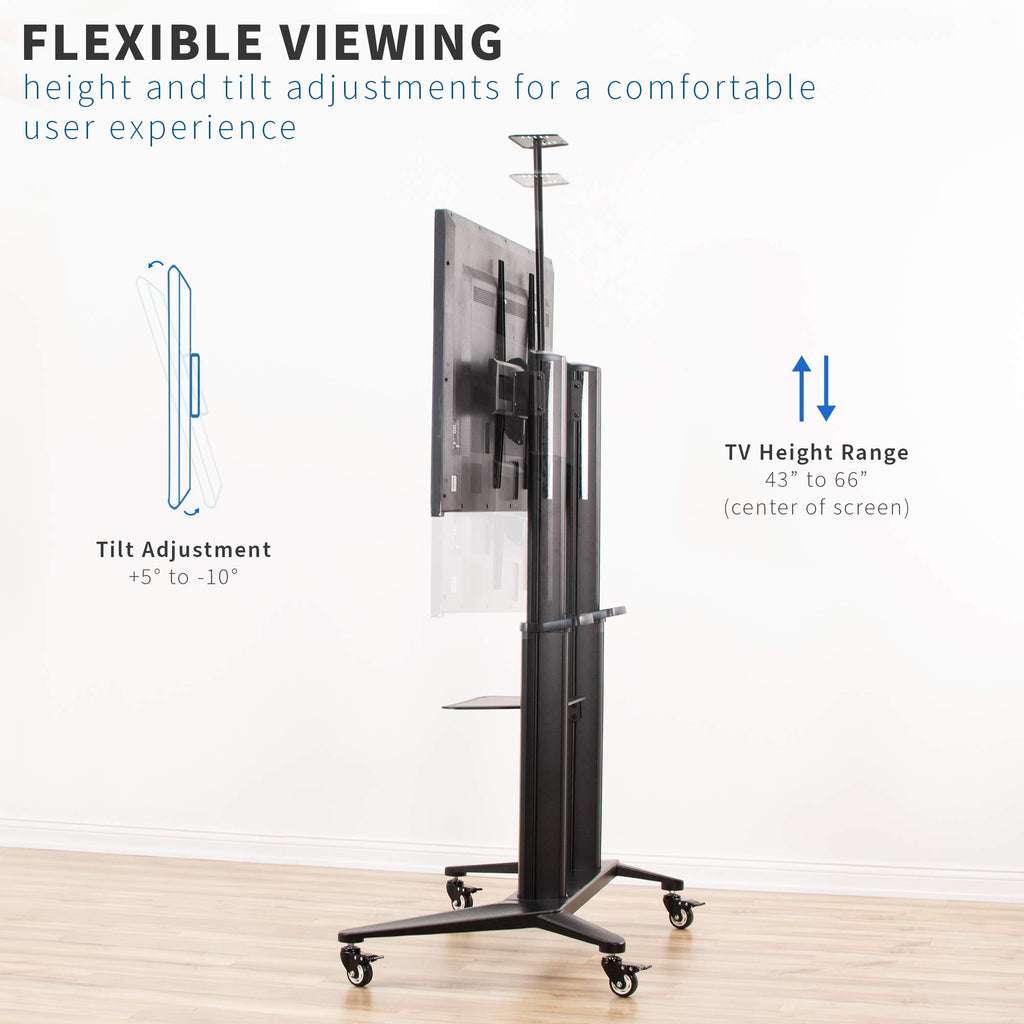 Aluminum Mobile TV Cart for 32 to 120 inch Screens up to 308 lbs, Black Q65211